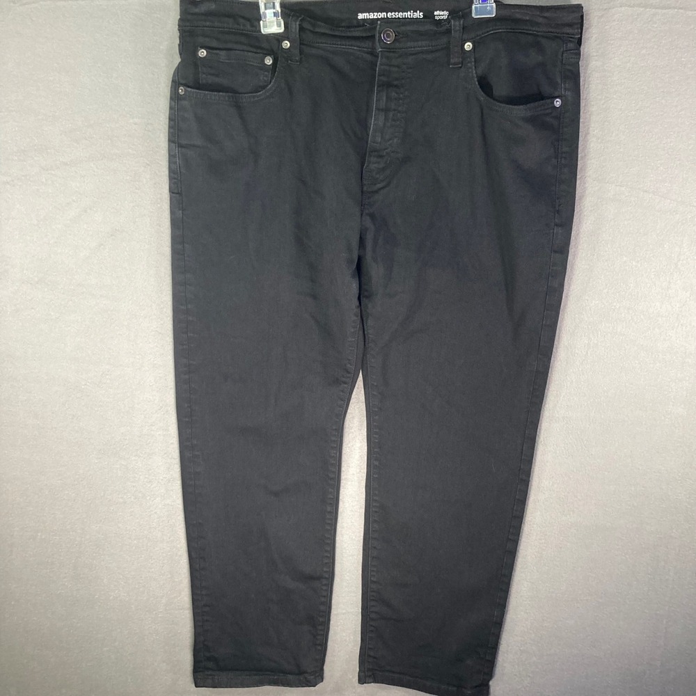 Amazon Essentials Jeans Mens 40x29‎ Black Denim Straight Fit Big Size